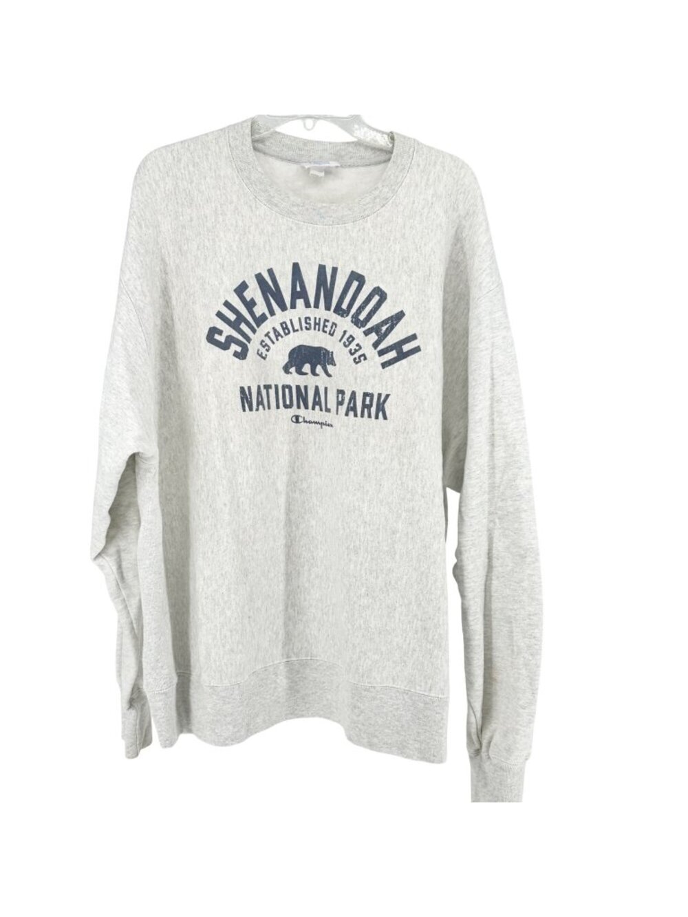 Shenandoah National Park Sweatshirt 2XL Reverse Weave LS Gray Blue Bear Graphic